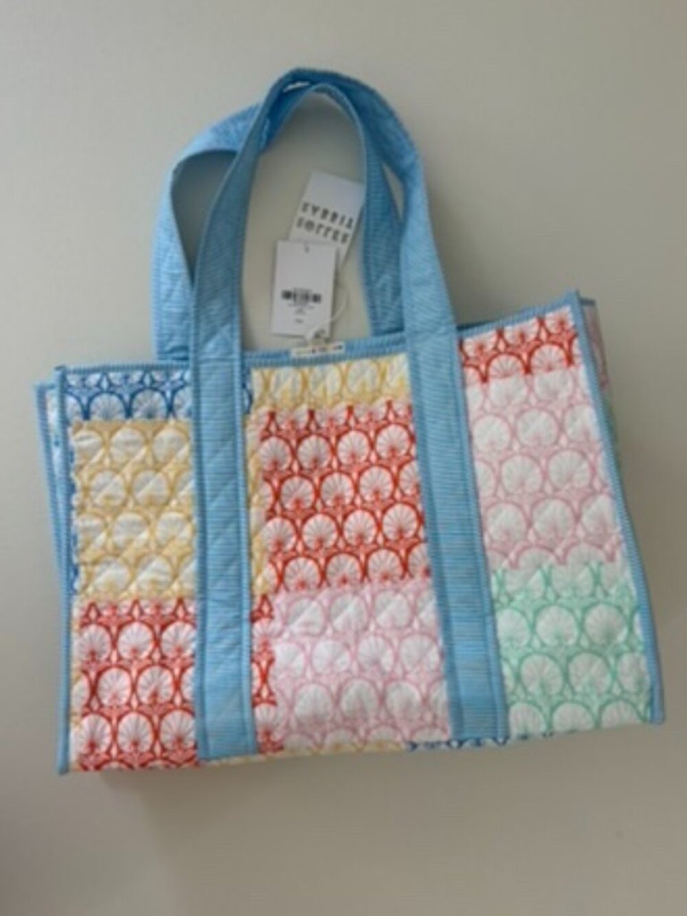 NWT Roller Rabbit Fan Geo Quilted Tote Bag Multicolor